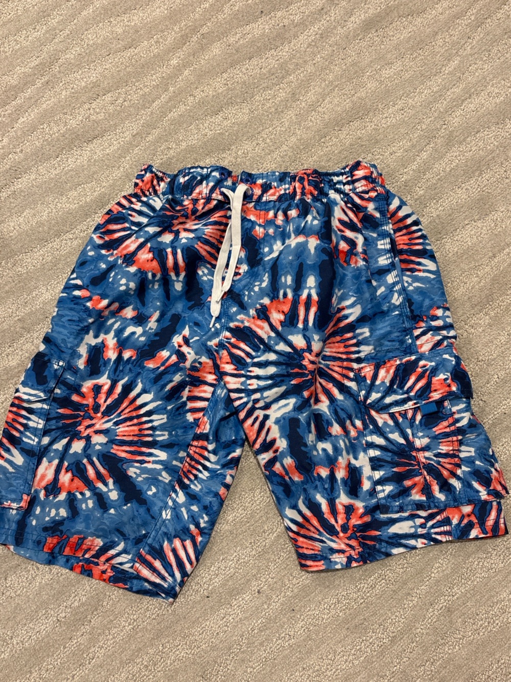 Kanu Surf Men’s Blue & Red Tie-Dye Swim Trunks
